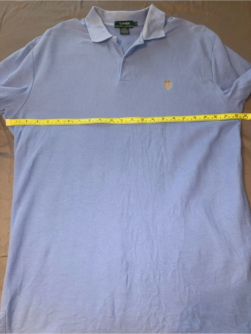 Ralph Lauren Light Blue Polo with Gold Crest Embroidery
